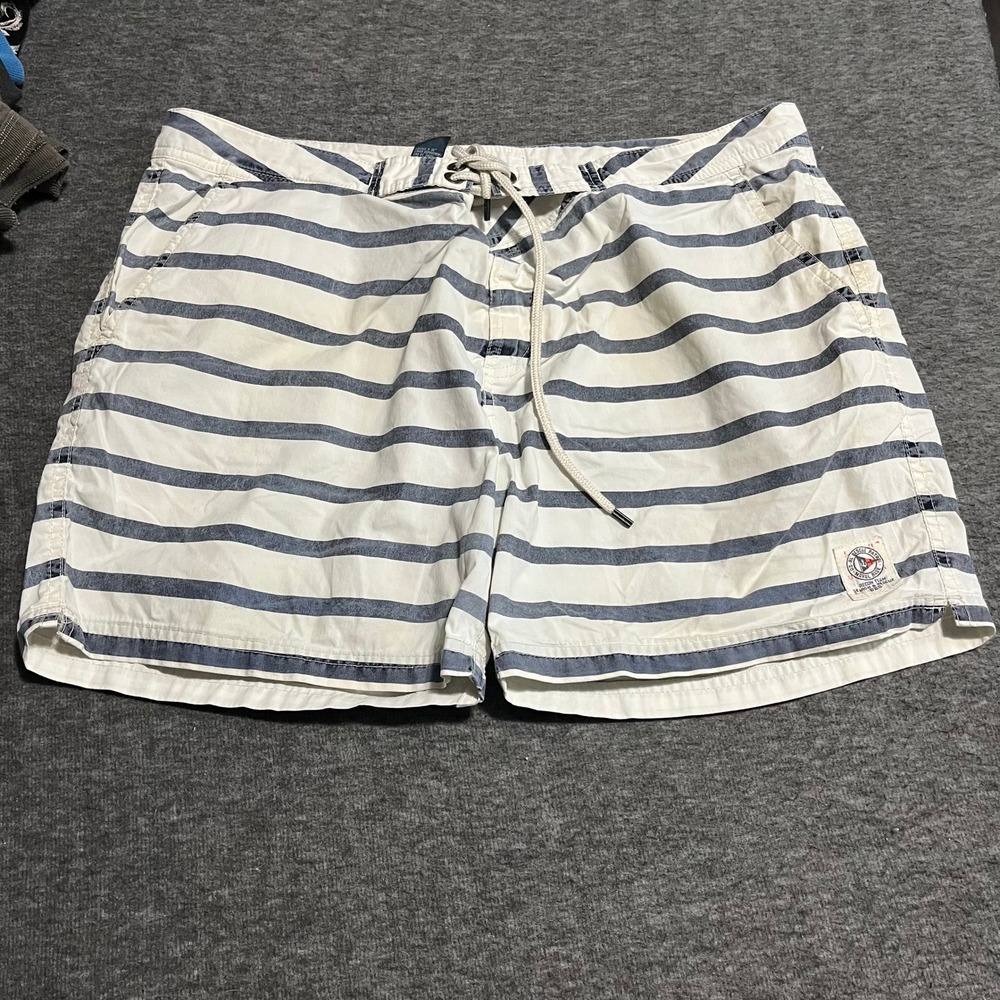 Polo Ralph Lauren Mens Naval Base Rescue Patrol Board Shorts 38 White Blue Strip
